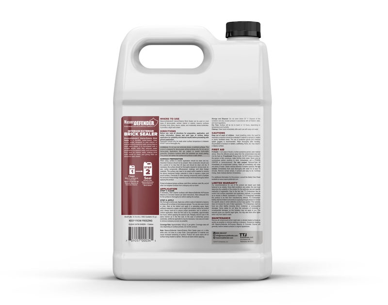 MasonryDefender Interior/Exterior Brick Sealer, 1 Gal - Clear, Satin, Acrylic Sealer for Vertical Walls - Masonry Sealer for Reducing Brick Dust & Making Interior Brick Walls Easy to Clean - Image 2